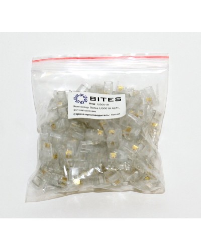 US010A (100шт). Телефонный разъем 4P4C (RJ-11). 5bites в Саратове