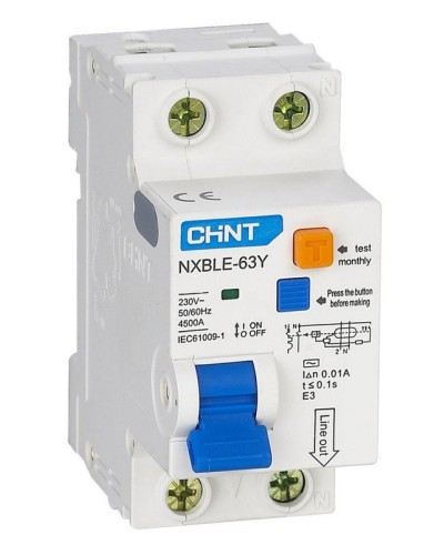 NXBLE-63Y (R) 1п+N C 6А 30мА электронный тип AC 4.5кА CHINT (105540). Автоматический выключатель дифференциального тока. CHINT в Саратове