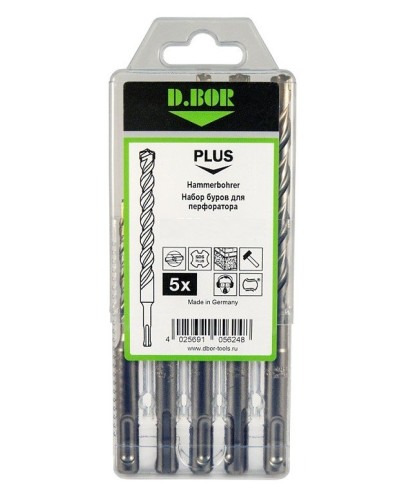 Набор буров SDS-plus V PLUS 5шт, 2-cutting (242030): Набор буров SDS-plus (6х110 мм; 6,8,10,12х160 мм) в Саратове