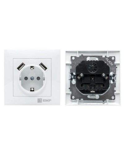 Валенсия розетка 1-местная с/з 16А (EWR16-028-10-2USB). Розетка 1-местная с/з 16А. EKF в Саратове