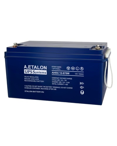 A.ETALON AHRX 12-670W (150). Аккумулятор герметичный свинцово-кислотный. ETALON в Саратове