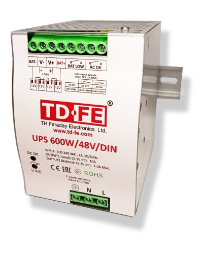 UPS 600W/48V/DIN. Источник вторичного электропитания резервированный. FARADAY в Саратове