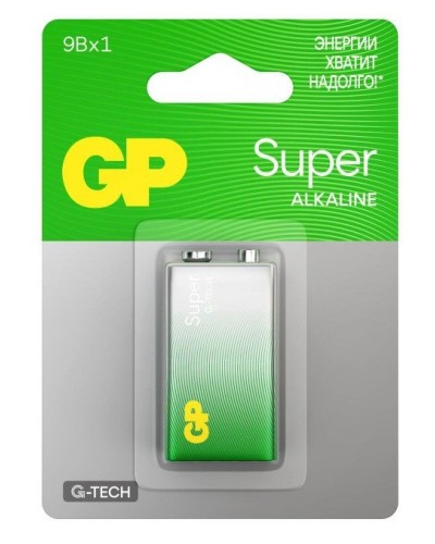 GP Super Alkaline 9V Крона (GP 1604AA21-5CRSBC1), БЛИСТЕР. Алкалиновая батарейка. GP Batteries в Саратове
