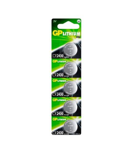 GP Lithium CR2430 (GP CR2430-2C5 100/1000), упак. 5 шт. БЛИСТЕР. Литиевые дисковые батарейки. GP Batteries в Саратове
