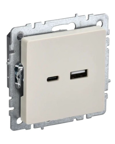 Розетка USB A+C 18Вт РЮ11-1-БрКр бежевый BRITE (BR-U22-018-K10). Розетка USB. IEK в Саратове