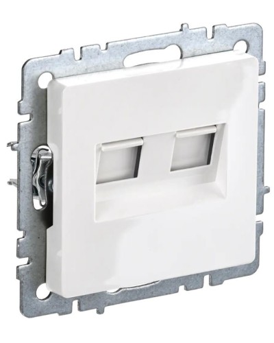 Розетка RJ11+RJ45 РК/Т12-БрБ белая BRITE (BR-KT20-O-1-K01). Розетка двойная. IEK в Саратове