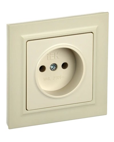 Розетка без з/к РС10-1-0-БрКр бежевый BRITE (BR-R10-10-K10). Розетка без заземления без защитных шторок. IEK в Саратове