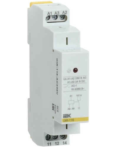 Реле промежуточное модульное OIR 1 контакт 16А 230В AC (OIR-116-AC230V). Реле промежуточное модульное. IEK в Саратове