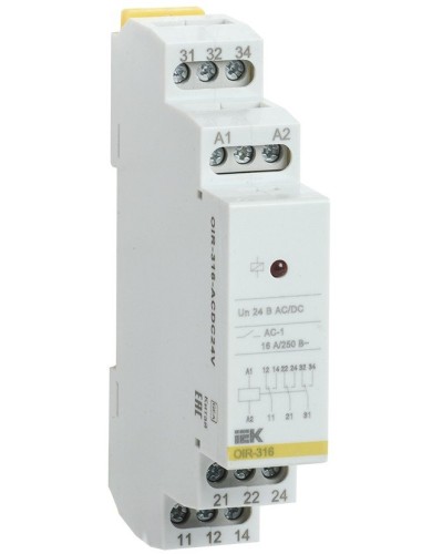 Реле промежуточное модульное OIR 3 контакта 16А 24В AC/DC (OIR-316-ACDC24V). Реле промежуточное модульное. IEK в Саратове