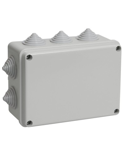 Коробка распаячная КМ41241 150х110х70 открытой проводки IP44 10 гермовводов серая (UKO10-150-110-070-K41-44). Коробка распаячная безгалогенная (HF). IEK в Саратове