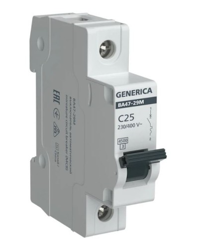 GENERICA ВА47-29М 1P C 25А 4,5кА (MVA21-1-025-C-G). Автоматический выключатель. IEK в Саратове