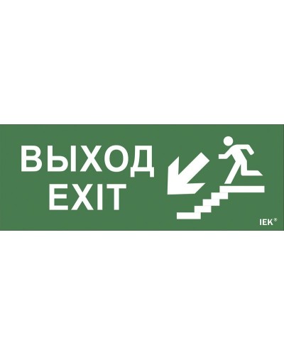 Самоклеящаяся этикетка Выход/лестница вниз/фигура для ССА (LPC10-1-35-13-VLVNF). Самоклеящаяся этикетка 240х90 мм. IEK в Саратове