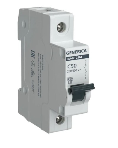 GENERICA ВА47-29М 1P C 50А 4,5кА (MVA21-1-050-C-G). Автоматический выключатель. IEK в Саратове
