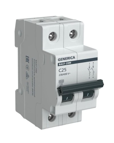 GENERICA ВА47-29М 2P C 25А 4,5кА (MVA21-2-025-C-G). Автоматический выключатель. IEK в Саратове