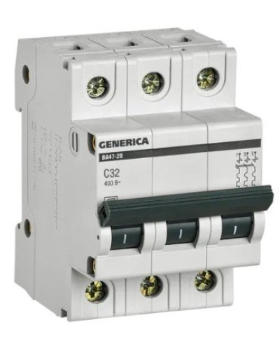 GENERICA ВА47-29 3P C 32А 4,5кА (MVA25-3-032-C). Автоматический выключатель. IEK в Саратове