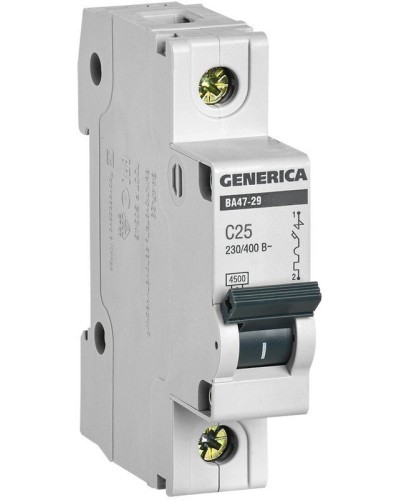GENERICA ВА47-29 1P C 25А 4,5кА (MVA25-1-025-C). Автоматический выключатель. IEK в Саратове