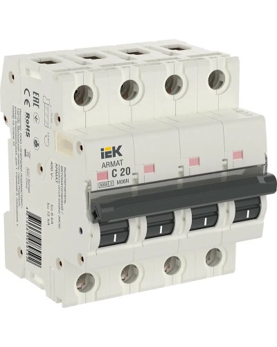 M06N 4P C 20А 6кА ARMAT (AR-M06N-4-C020). Автоматический выключатель. IEK в Саратове