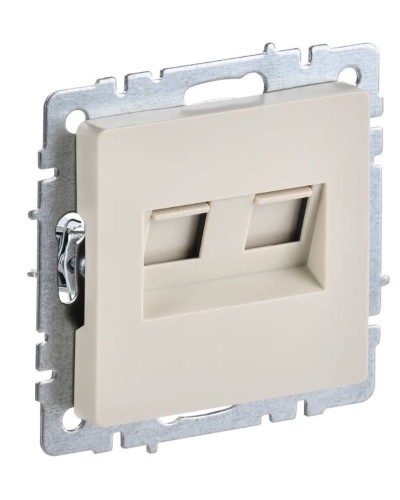Розетка RJ11+RJ45 РК/Т12-БрКр бежевый BRITE (BR-KT20-O-1-K10). Розетка двойная. IEK в Саратове