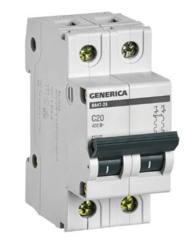 GENERICA ВА47-29 2P C 20А 4,5кА (MVA25-2-020-C). Автоматический выключатель. IEK в Саратове