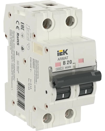 M06N 2P B 20А 6кА ARMAT (AR-M06N-2-B020). Автоматический выключатель. IEK в Саратове