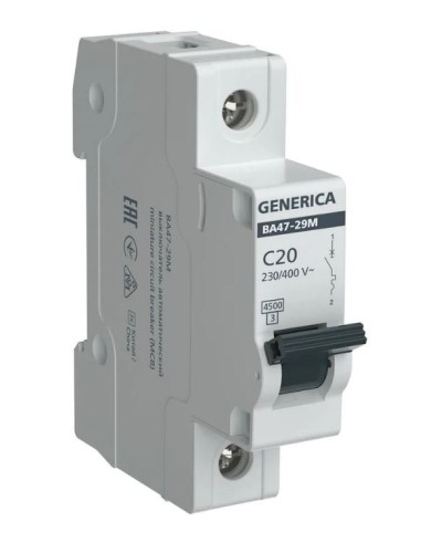 GENERICA ВА47-29М 1P C 20А 4,5кА (MVA21-1-020-C-G). Автоматический выключатель. IEK в Саратове