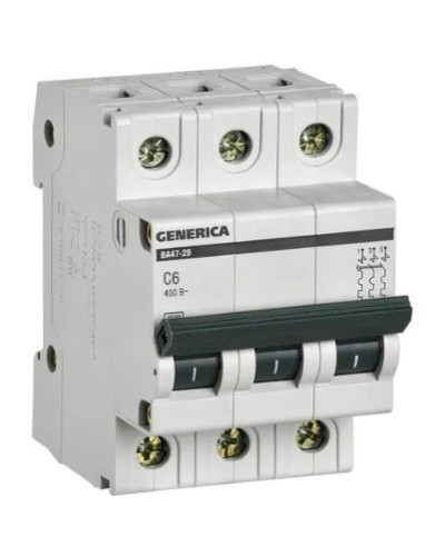 GENERICA ВА47-29 3P C 6А 4,5кА (MVA25-3-006-C). Автоматический выключатель. IEK в Саратове