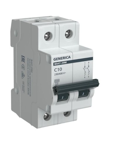 GENERICA ВА47-29М 2P C 10А 4,5кА (MVA21-2-010-C-G). Автоматический выключатель. IEK в Саратове