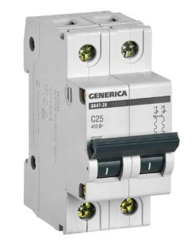 GENERICA ВА47-29 2P C 25А 4,5кА (MVA25-2-025-C). Автоматический выключатель. IEK в Саратове