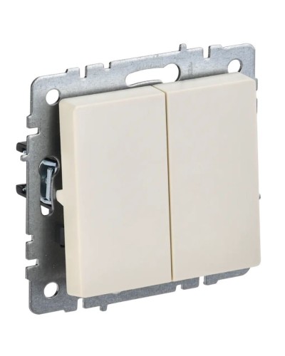 Выключатель 2-клавишный проходной ВС10-2-6-БрКр бежевый BRITE (BR-V22-0-10-K10). Выключатель. IEK в Саратове