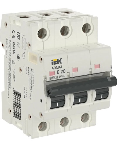 M06N 3P C 20А 6кА ARMAT (AR-M06N-3-C020). Автоматический выключатель. IEK в Саратове