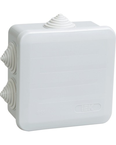 Коробка распаячная КМ41255 100х100х50 открытой проводки IP44 6 гермовводов серая (UKOZ11-100-100-050-K41-44). Коробка распаячная безгалогенная (HF) с защелкивающейся крышкой. IEK в Саратове