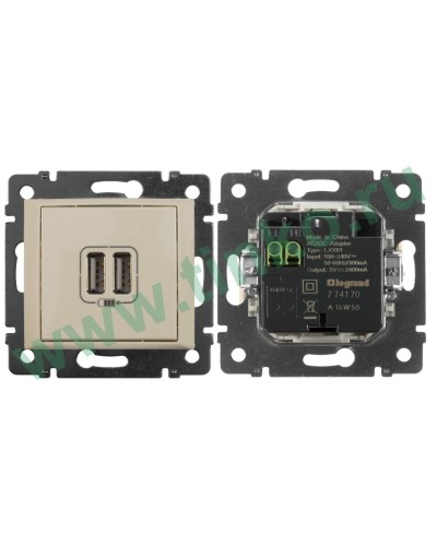 Розетка Valena двойная, USB, слоновая кость (774170). Розетка. LegranD в Саратове
