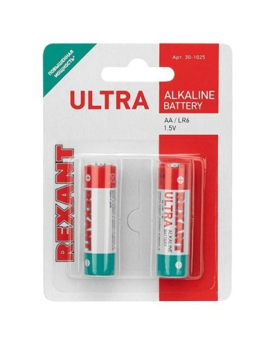 Ультра алкалиновая батарейка AA/LR6 1,5 V 2 шт. блистер REXANT (30-1025). Элемент питания. Rexant в Саратове