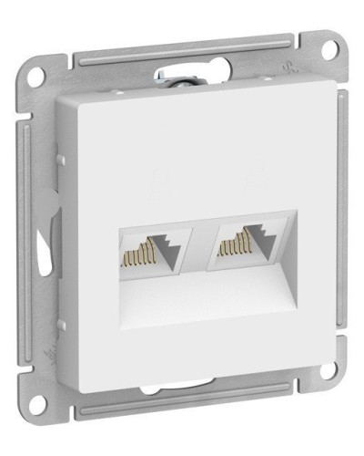 AtlasDesign розетка RJ45+RJ45, 2-местная, скрытой установки, механизм, белый (ATN000185). Розетка компьютерная. Systeme Electric в Саратове