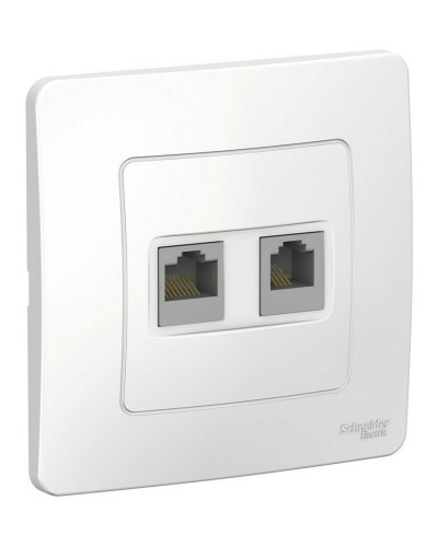 BLANCA розетка RJ45+RJ11 2-местная, кат. 5Е, скрытой установки, белый (BLNIS045111). Розетка компьютерная + телефонная. Systeme Electric в Саратове