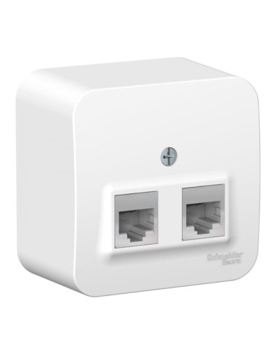 BLANCA розетка RJ11+RJ45, 2-местная, кат. 5Е, открытой установки, белый (BLNIA045111). Розетка компьютерная + телефонная с изолированной пластиной. Systeme Electric в Саратове