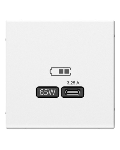 ArtGallery розетка USB тип-С 65Вт высокоскоростной заряд. QC, PD, скрытой установки, механизм, белый (GAL000127). Розетка USB. Systeme Electric в Саратове