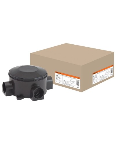 Распаячная коробка ОП D80х35мм, IP42, 3-х рожковая, черная TDM (SQ1401-4044). Распаячная коробка ОП. TDM ЕLECTRIC в Саратове