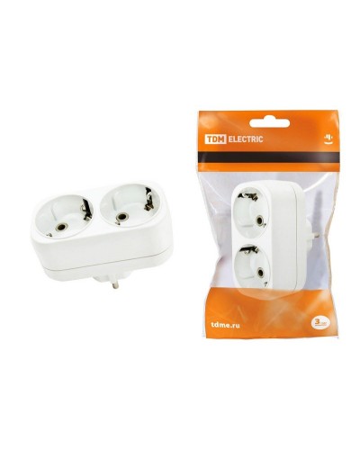 Блок на 2 гнезда 2П+З плоский 16А 250B TDM (SQ1806-0026). Розетка. TDM ЕLECTRIC в Саратове