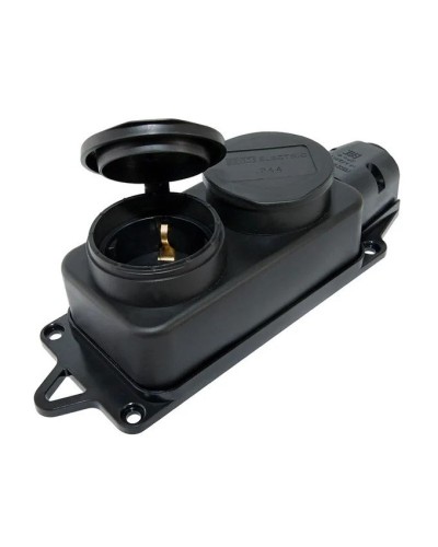 Розетка двухместная 2Р+РЕ 16А 250В IP44 (SQ0612-0037). Розетка двухместная с заглушками каучук. TDM ЕLECTRIC в Саратове