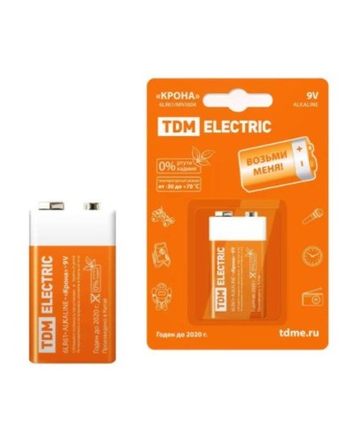 6LR61 Крона 9V BP-1 TDM (SQ1702-0013). Элемент питания. TDM ЕLECTRIC в Саратове