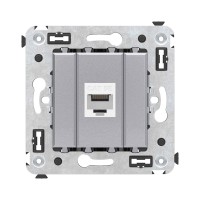 Розетка RJ-45 в стену, кат.5E, Avanti, одинарная, закаленная сталь (4404663). Розетка компьютерная. ДКС