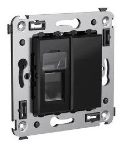 Розетка RJ-45 в стену Avanti одинарная черный квадрат (4402463). Розетка компьютерная. ДКС в Саратове