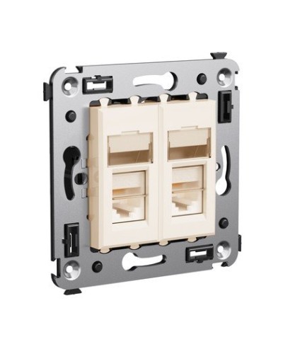 Розетка RJ-45 Avanti в стену двойная экранированная ванильная дымка (4405364). Розетка. ДКС в Саратове