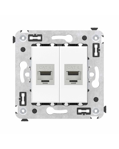 Розетка RJ-45 в стену, кат.6E, Avanti, двойная, белое облако (4400794). Розетка компьютерная модульная. ДКС в Саратове