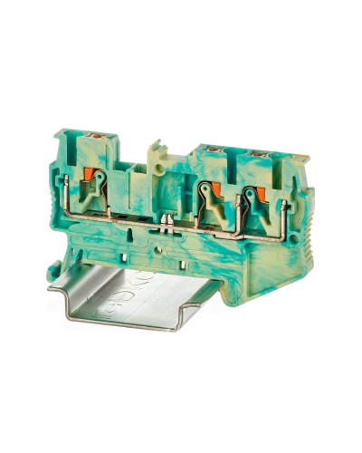 Клемма заземления, 3 точки подключения, 2.5 кв.мм (VPR-2.5-TWIN-PE-YG). Клемма заземления, зажим push-in. ДКС в Саратове