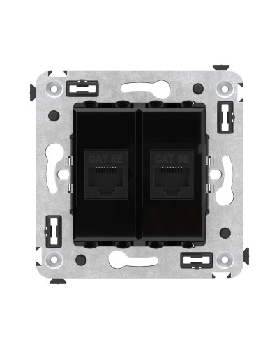 Розетка RJ-45 в стену, кат.5E, Avanti, двойная, черный квадрат (4402664). Розетка компьютерная. ДКС в Саратове