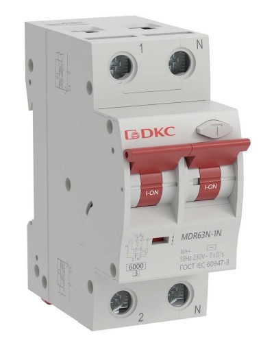 YON max MDR, 1P+N, 30mA, 32A, 6kA, А (MDR63N-1N2C32-A). Автоматический выключатель дифференциального тока. ДКС в Саратове