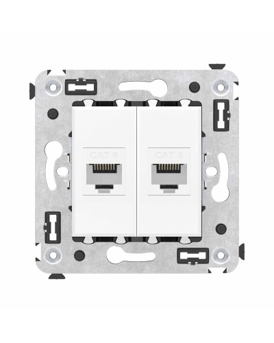 Розетка RJ-45 в стену, кат.6E, Avanti, двойная, белое облако (4400694). Розетка компьютерная. ДКС в Саратове