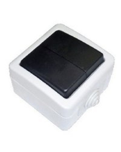 Переключатель двухклавишный 2-полюсный с 2 мест EF602SA, серый, LK Aqua (80006). Переключатель. Экопласт в Саратове